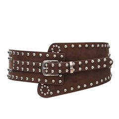 Rivet Wide Black PU Leather Belt