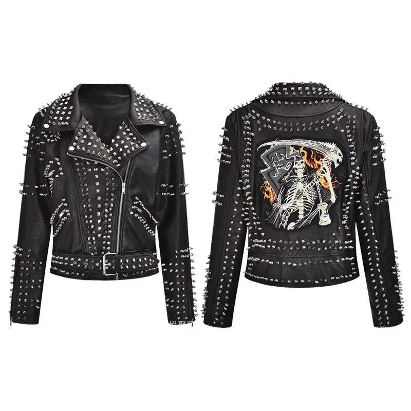 Rocker With Studded and Patches Jackets - Patches-Black / S