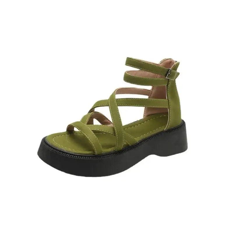 Roman Platform Buckle Strap Sandals