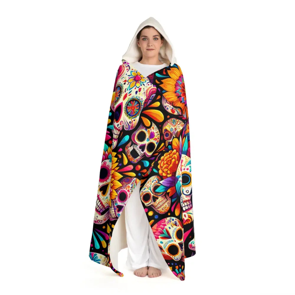 Rosalinda Calavera - Sugar Skull Hooded Sherpa Blanket