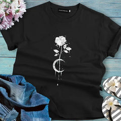 Rose Moon Gothic Black Short Sleeves T-shirt