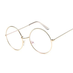 Round Glasses Clear Lens Metal