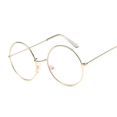 Round Glasses Clear Lens Metal - Gold / One Size
