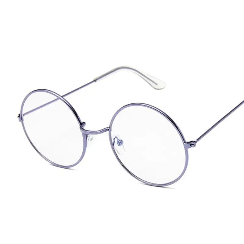 Round Glasses Clear Lens Metal - Purple / One Size