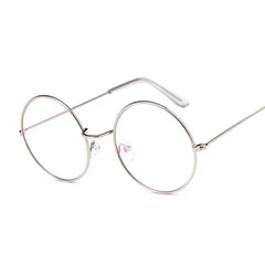 Round Glasses Clear Lens Metal - Silver / One Size