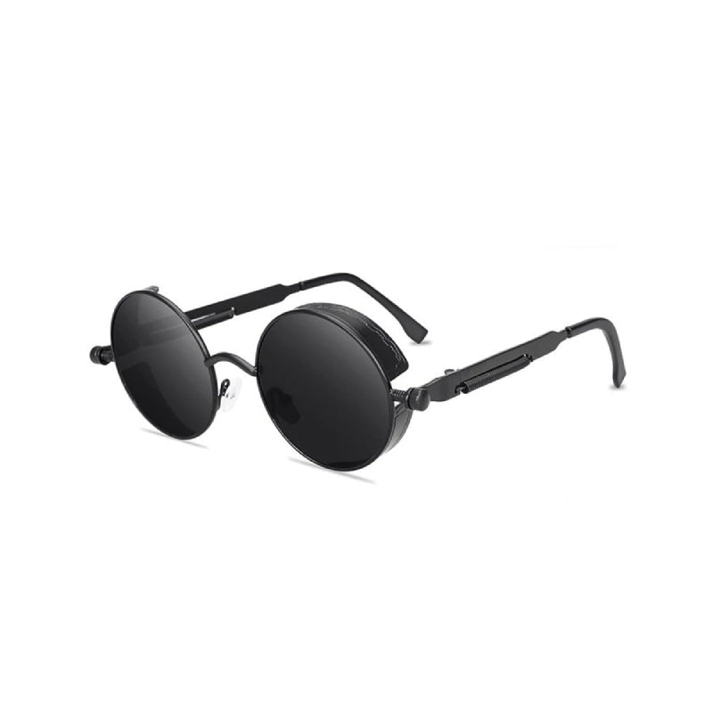 Round Metal Sunglasses - Black-Black / One Size