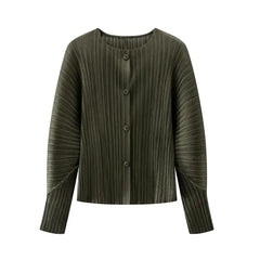 Round Neck Knit Long Sleeve Button Up Cardigan in stylish design