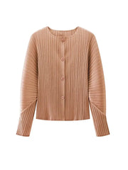 Round Neck Knit Long Sleeve Button Up Cardigan in a stylish ribbed design
