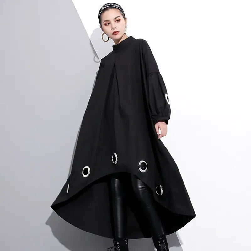 Round Neck Long Sleeve Hollow Dress