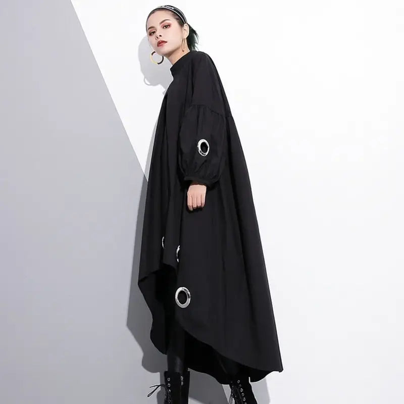 Round Neck Long Sleeve Hollow Dress