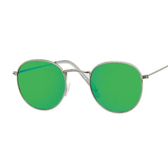 Round & Oval Sunglasses - Silver-Green / One Size