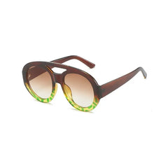 Round Oversized Sunglasses - Brown / One Size