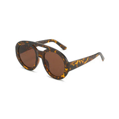 Round Oversized Sunglasses - Leopard / One Size