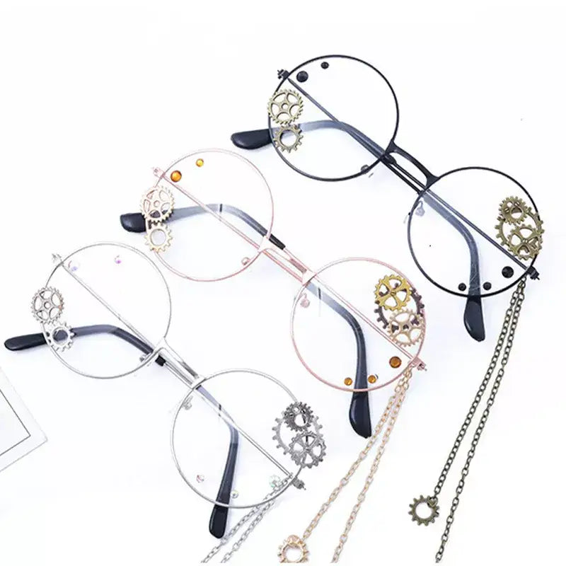 Round Steampunk Gears Chain Glasses