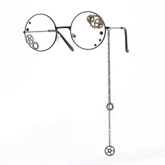 Round Steampunk Gears Chain Glasses - Black