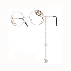 Round Steampunk Gears Chain Glasses - Rose gold