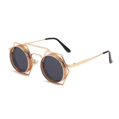 Round Sunglasses With Polygonal Base