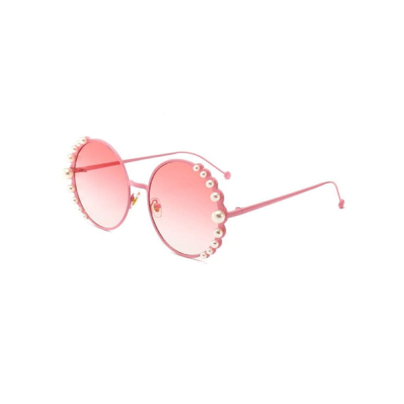 Round synthetic lateral Pearls Sunglasses - Pink / One Size