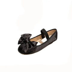 Round Toe Bow Elastic Strap Silk Ballet Flats