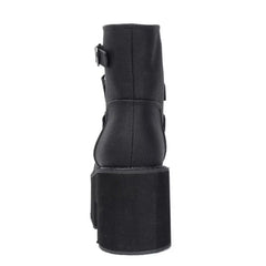 Rubber Sole Buckle Black Leather PU Ankle Boots