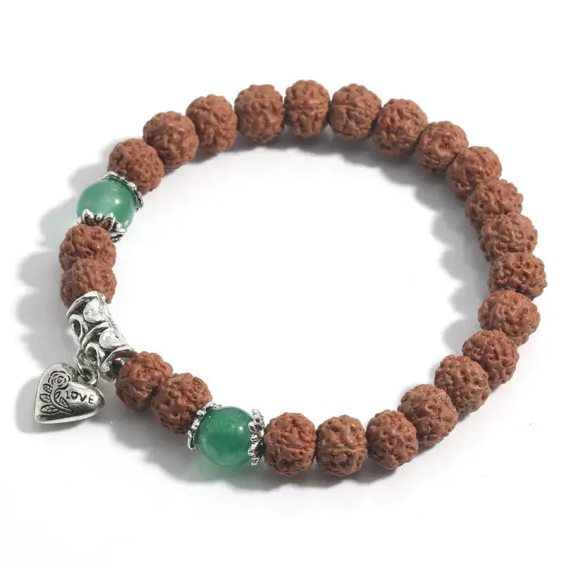 Rudraksha Heart Mala Bracelet - Green