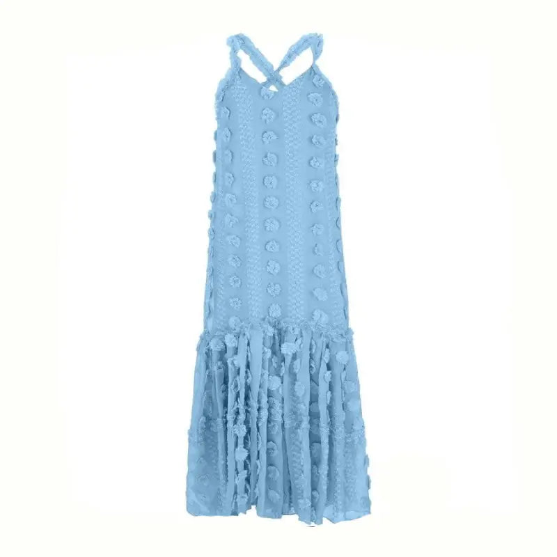 Ruffle Hollow Out Sleeveless Maxi Dress