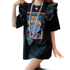 Ruffled blouse Theater sign Vintage - Black / M - T-Shirt