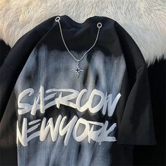 Saerion Newyork Chain Oversized T-shirt - Black / S