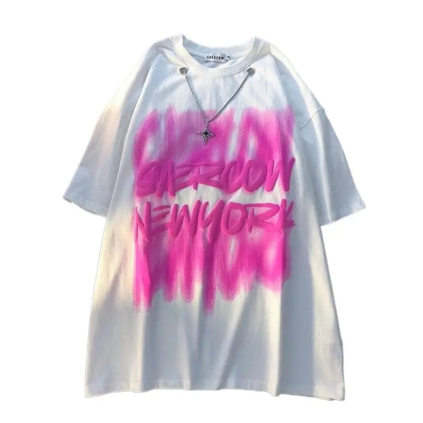 Saerion Newyork Chain Oversized T-shirt - White / S