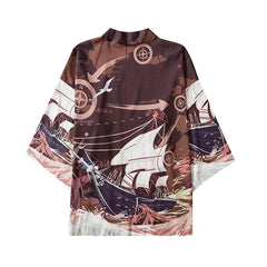 Sailboat Japanese Style 3/4 Sleeve Kimono