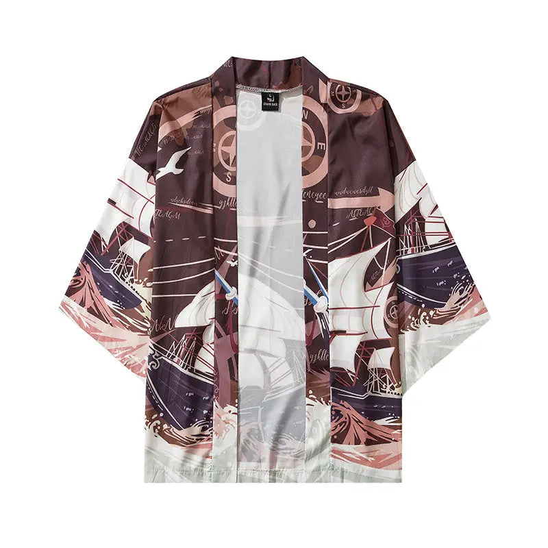 Sailboat Japanese Style 3/4 Sleeve Kimono