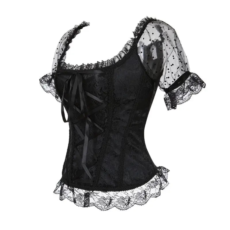 Satin Gothic Lace Up Overbust Corsets - Corset