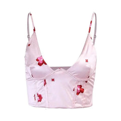 Satin V Neck Corset Crop Top 28 Inches Length 27 Waist Pink
