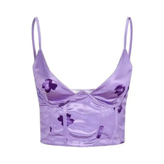 Satin V Neck Corset Crop Top 28 Inches Length 27 Waist