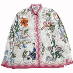 Seascape Print Silk Long Sleeve Shirt