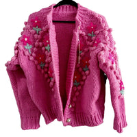 Thumbnail for Cute Flower O Neck Knit Cardigan
