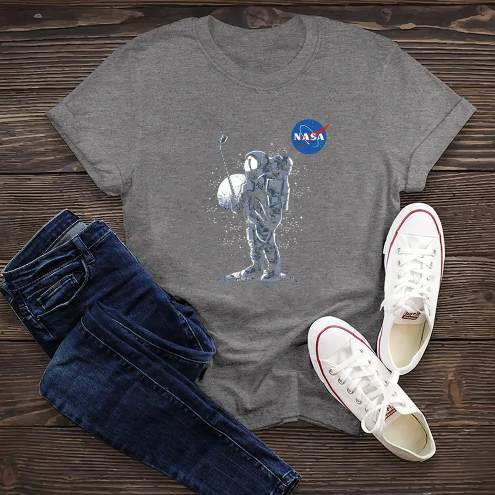 Selfie Astronaut NASA T-Shirt - Grey / S - Shirts