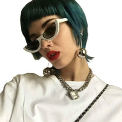 Semi Rimless Retro Cat Eye Sunglasses