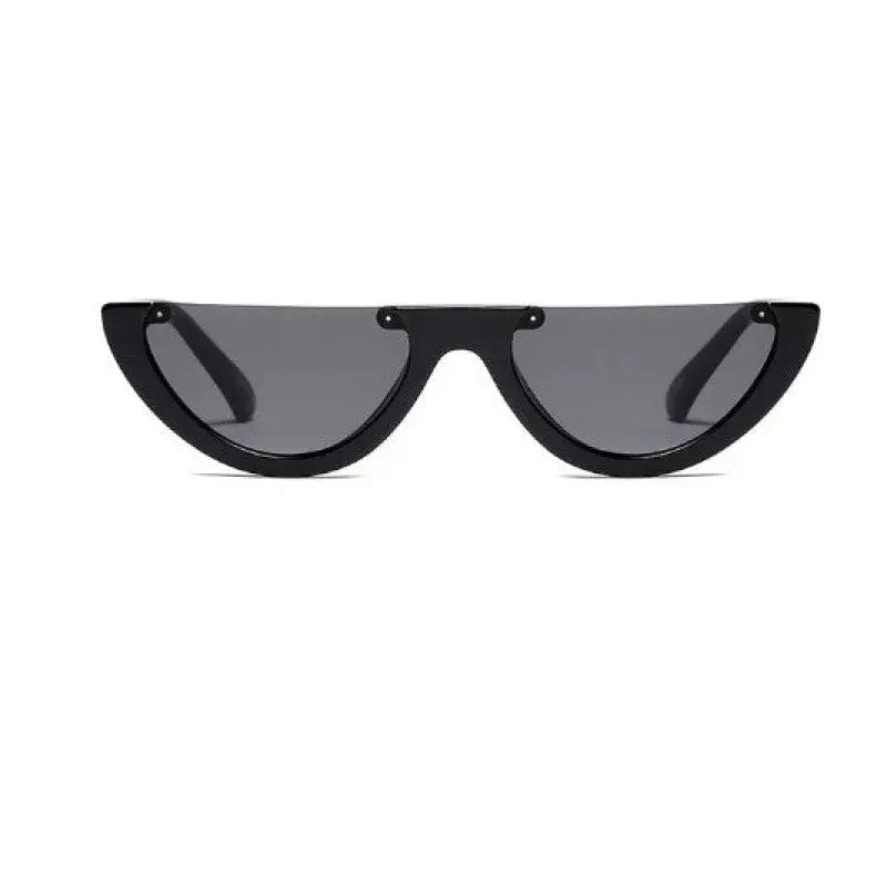 Semi Rimless Retro Cat Eye Sunglasses Black Gray