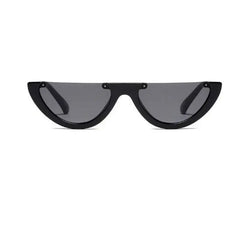 Semi Rimless Retro Cat Eye Sunglasses Black Gray