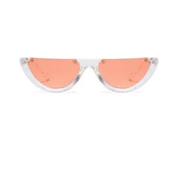 Semi Rimless Retro Cat Eye Sunglasses Transparent Orange