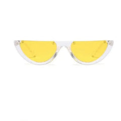 Semi Rimless Retro Cat Eye Sunglasses Transparent Yellow