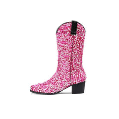 Sequin Cowboy Mid Calf Western Boots