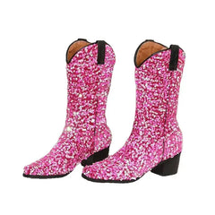 Sequin Cowboy Mid Calf Western Boots