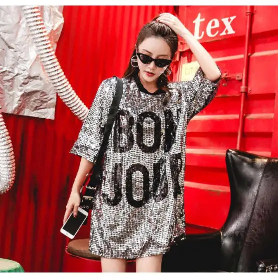 Sequin Mid Length Dress Bon Jour Style