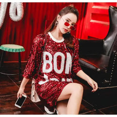 Sequin Mid Length Dress Bon Jour Style