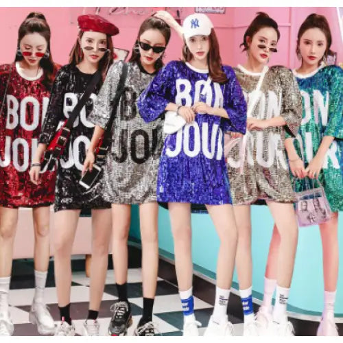 Sequin Mid Length Dress Bon Jour Style