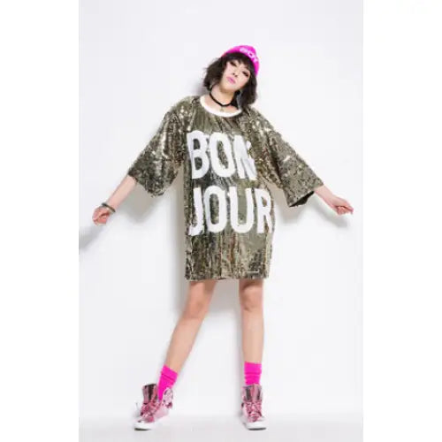 Sequin Mid Length Dress Bon Jour Style