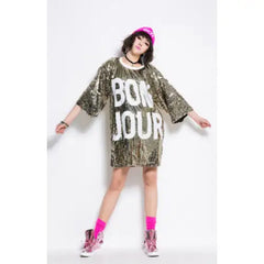 Sequin Mid Length Dress Bon Jour Style