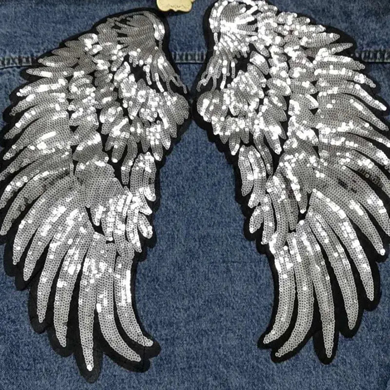 Sequined Angels Wings Jacket Denim - Jackets
